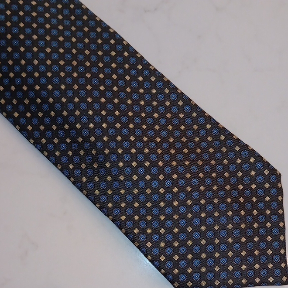 Stefano Ricci Blue and Gold Geometric Tie - Picture 1 of 3